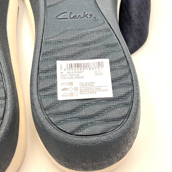 9.5W 9.5 WIDE WIDTH Clarks Womens Arla Coast Navy Blue Sandals Shoes - Picture 13 of 14